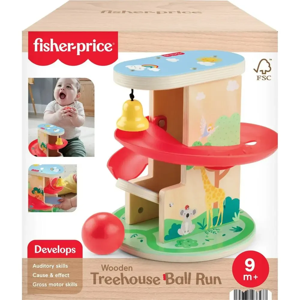 Fisher-Price Wooden Treehouse Ball Run Baby Toy for Developmental Play Toddler